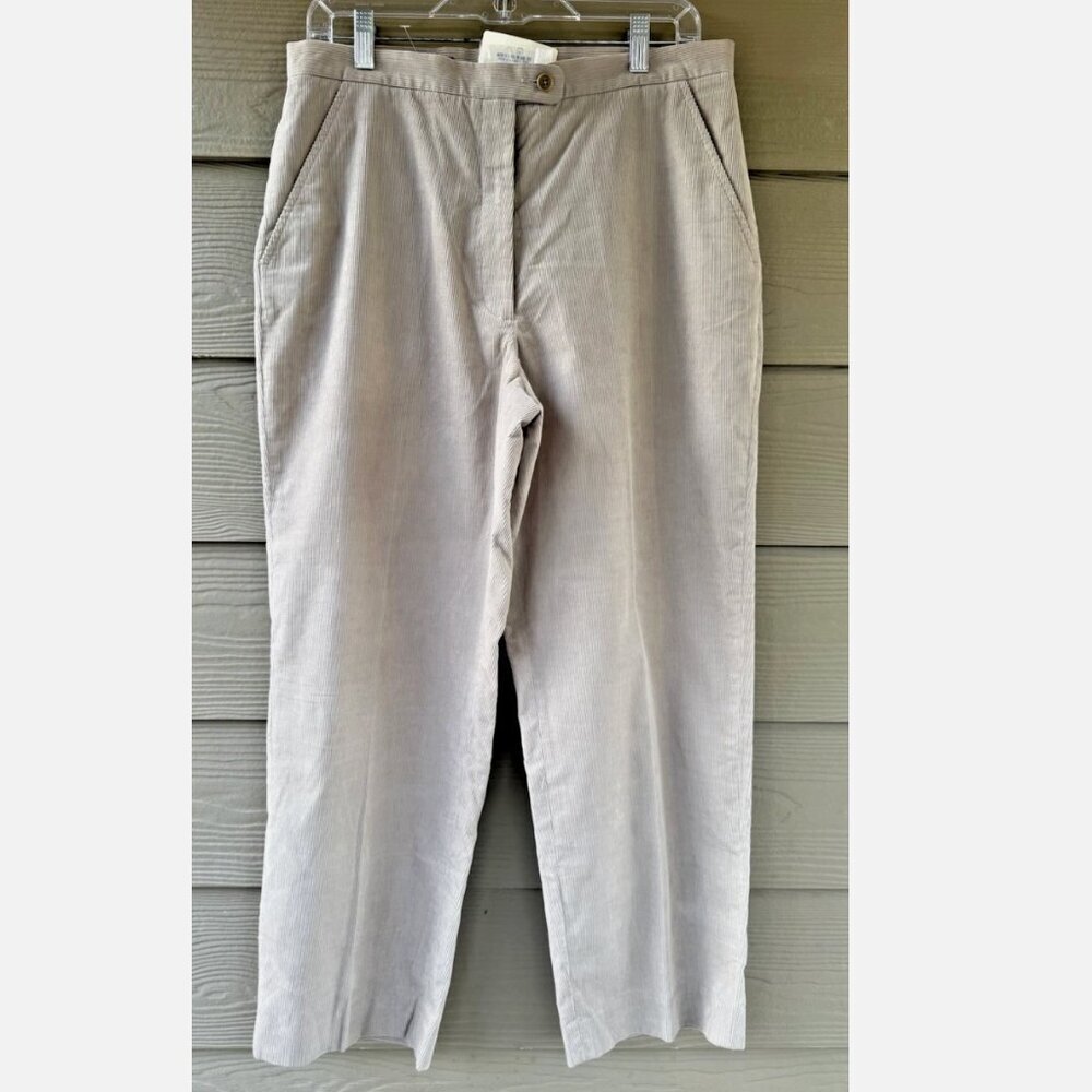 Faconnable Barrel-Leg High Rise Tan Cotton Corduroy Pants Sz 12